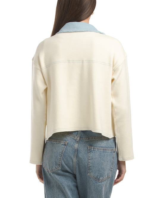 NANETTE NANETTE LEPORE Denim Patch Pocket Sweater Jacket