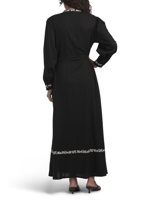 SOLITAIRE Long Sleeve Embroidered Maxi Dress
