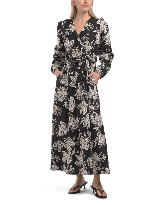 LA PICCOLA CREATIVA Made In Italy Long Sleeve Floral Wrap Maxi Dress