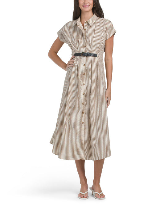 ZOE & CLAIRE Short Sleeve Maxi Dress With Belt