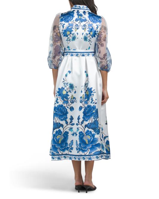 NANCY YANG Floral Wrap Gown