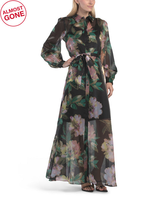 JULIA JORDAN Long Sleeve Organza Shirt Dress