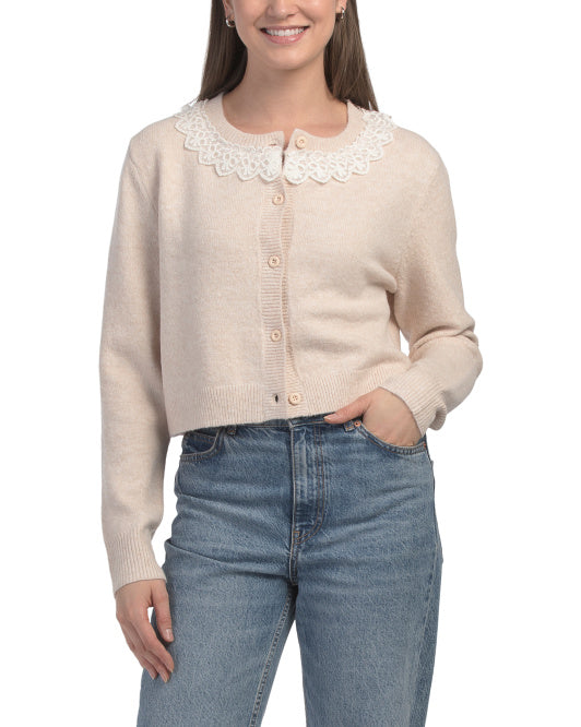 LE LIS Lace Collar Cardigan