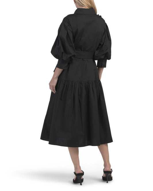 GRACIA Long Sleeve 3d Floral Shirt Dress With Belt