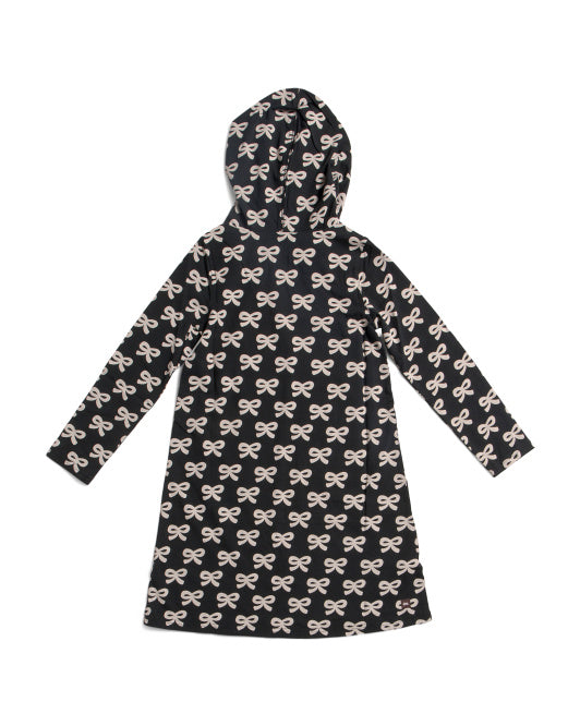 TEA COLLECTION Girls Bow Printed Hooded Pocket Dress