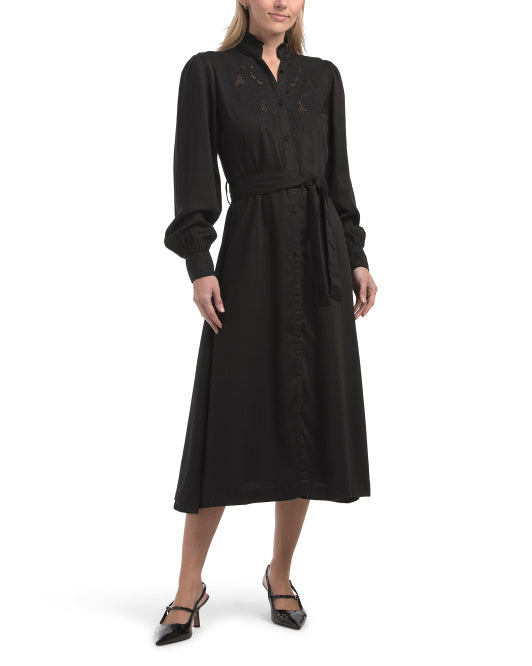 SUPER NATURAL BY SECRET MISSION Embroidered Maxi Shirt Dress