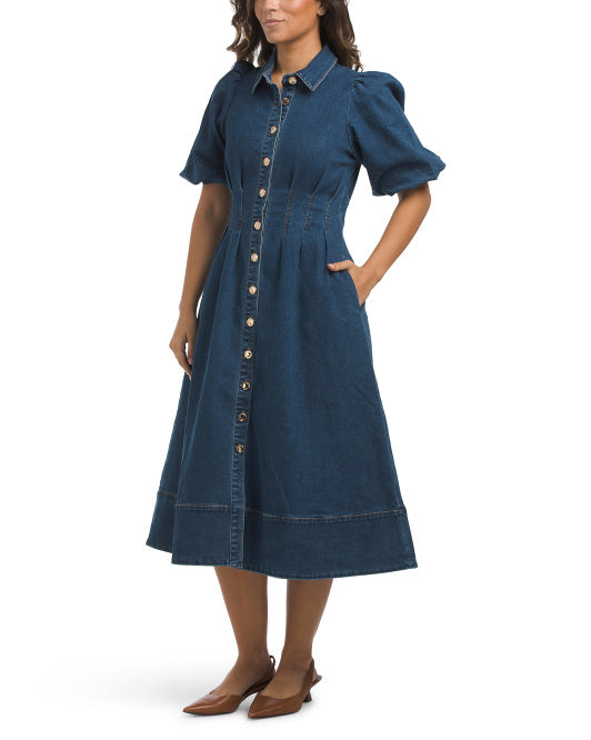 HOUSE OF HARLOW 1960 Denim Midi Dress