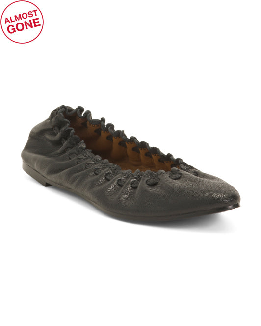 SEE BY CHLOE Made In Spain Leather Ruched Ballerina Flats