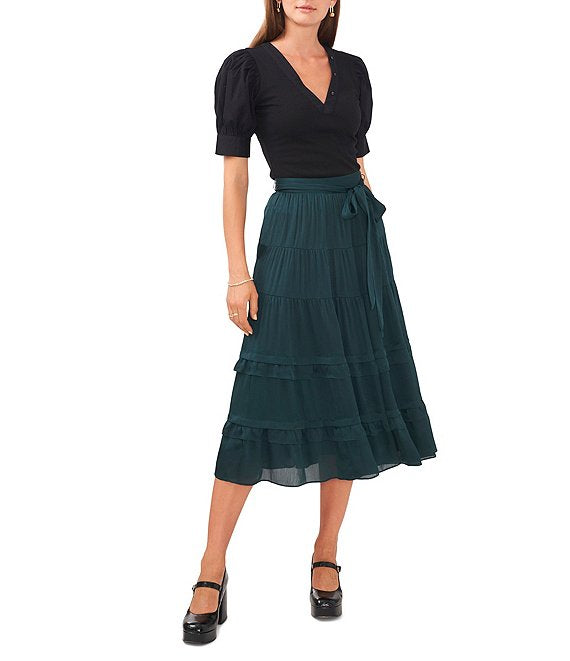 Color:Ponderosa Pine - Image 3 - Plisse Tiered Ruffle Bow Skirt
