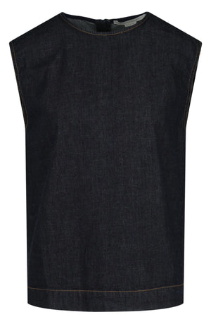 Stella McCartney Piper Denim Sleeveless Top, Main, color, DARK INDIGO