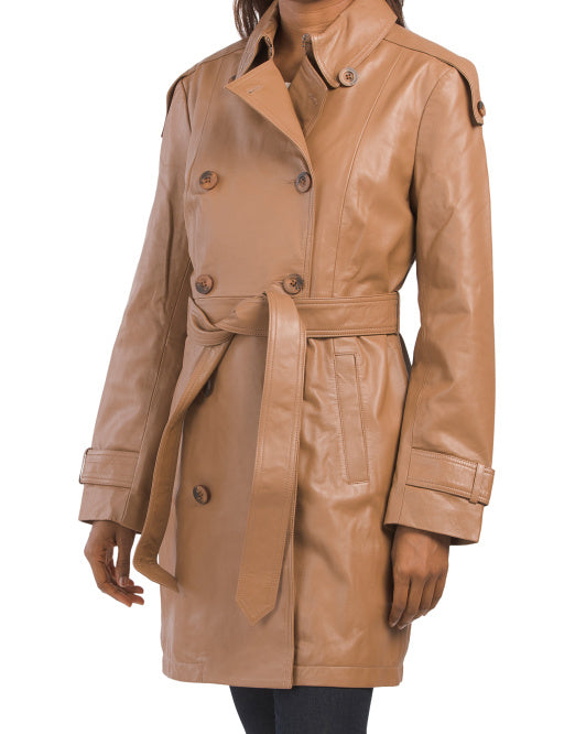 Leather Tie Belt Trench Coat