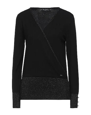 YES ZEE by ESSENZA Sweater Black 50% Viscose, 28% Polyester, 22% Polyamide, Metallic Polyester