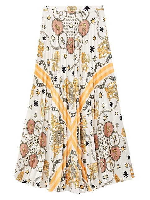 Scarf Print Pleated Skirt