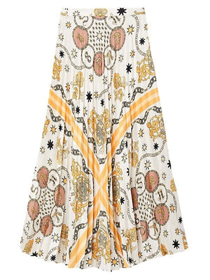 Scarf Print Pleated Skirt