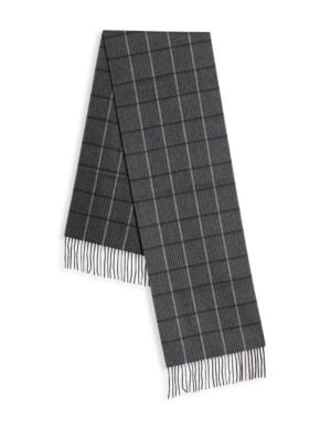 Saks Fifth Avenue
 Fringed Windowpane & Striped Cashmere Scarf