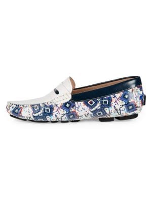 Robert Graham
 Welnick Print Leather Driving Loafers