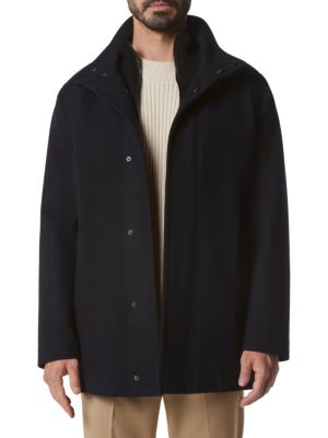 Kenneth Cole
 Faux Shearling Hooded Wool Blend Coat