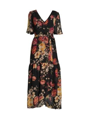 Donna Ricco
 Floral Flutter Sleeve Maxi Dress