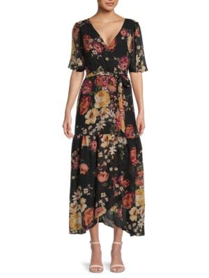 Donna Ricco
 Floral Flutter Sleeve Maxi Dress