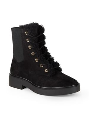 Stuart Weitzman
 Henley Chill Suede & Shearling Combat Boots