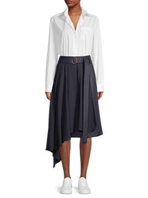 Weekend Max Mara
 Vibo Twill & Matte Jersey Asymmetric Skirt