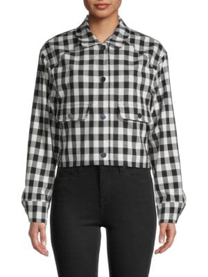 T Tahari
 Gingham Cropped Shirt Jacket