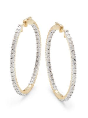 Effy ENY
 Sterling Silver & 0.21 TCW Diamond Hoop Earrings