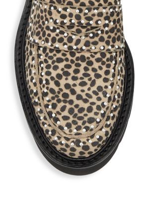 Stuart Weitzman
 Women's Parker Lift Embellished Animal-Print Calf Hair Loafers