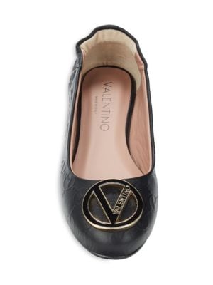 Valentino by Mario Valentino
 Calliope Monogram Leather Ballet Flats