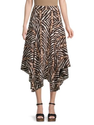 Calvin Klein
 Printed Handkerchief-Hem Skirt