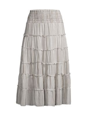 Max Studio
 Tiered Gingham Midi Skirt