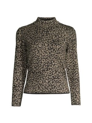 Elie Tahari
 Metallic Leopard-Pattern Sweater