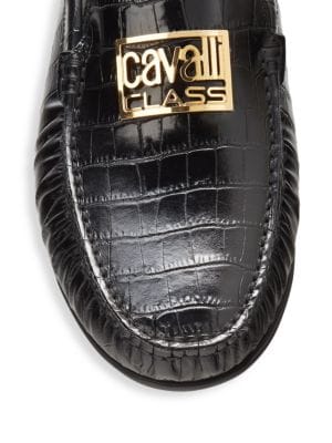 Cavalli Class by Roberto Cavalli
 Croc Embossed Leather Driving Loafers