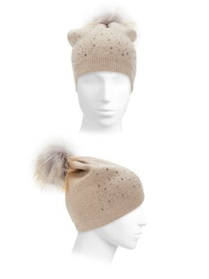 Adrienne Landau
 Studded Faux Fur Pom Pom Beanie