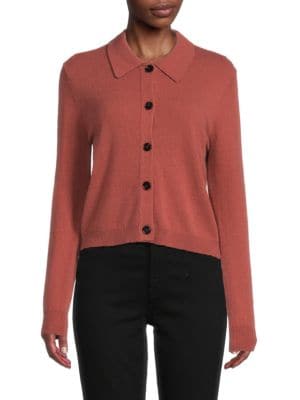 Saks Fifth Avenue
 Polo Collar Cashmere Cardigan