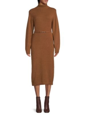 Saks Fifth Avenue
 Belted Turtleneck Sweater Dress