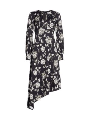 ML Monique Lhuillier
 Floral Satin Midi Dress