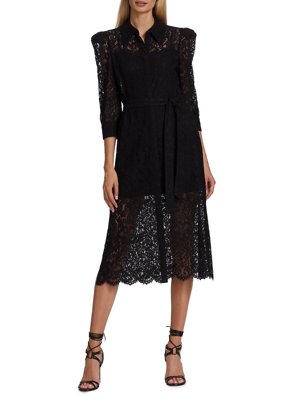 Kayla Lace Belted Shirtdress