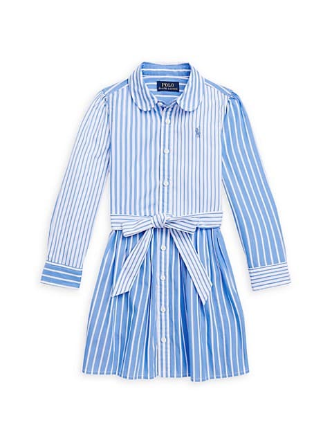 Little Girl's 80's Striped Poplin Shirtdress image number NaN