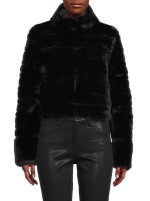 BELLE FARE
 Faux Fur Cropped Zip Up Jacket