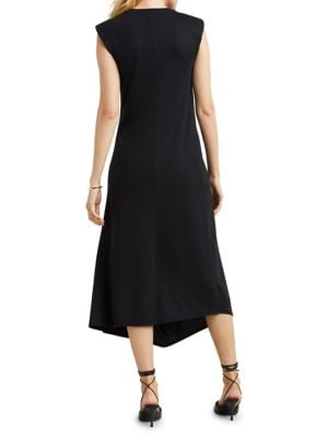 GSTQ
 Asymmetric Drape Midi Dress