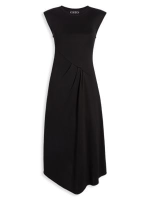 GSTQ
 Asymmetric Drape Midi Dress