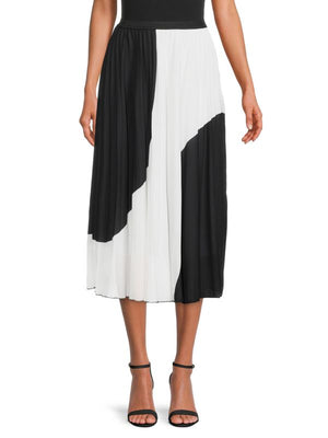 Wdny
 Colorblock, Pleated, Midi, Skirt