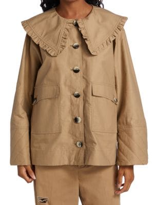 GANNI
 Ruffle Trim Puritan Collar Jacket