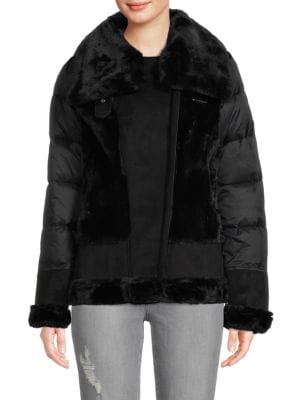 Tahari
 Saylor Faux Shearling Moto Puffer Coat