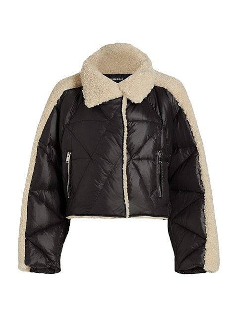 Sharon Nylon & Faux Fur Cropped Puffer Jacker image number NaN