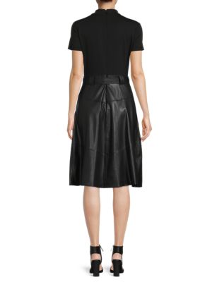 Karl Lagerfeld Paris
 Belted Faux Leather Twofer Dress