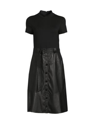 Karl Lagerfeld Paris
 Belted Faux Leather Twofer Dress