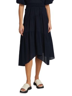 Frame
 Gathered Seam Midi Skirt