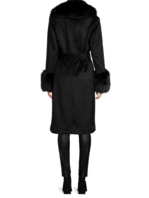 Karl Lagerfeld Paris
 Faux Fur Trim Wool Blend Coat